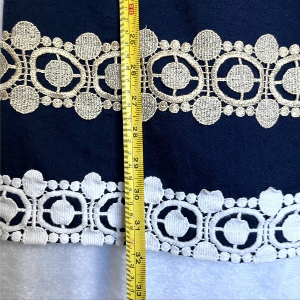 Lilly Pulitzer Augusta Shift Dress Sz 0 Applique Anchors Nautical Navy Gold EUC - Picture 12 of 15